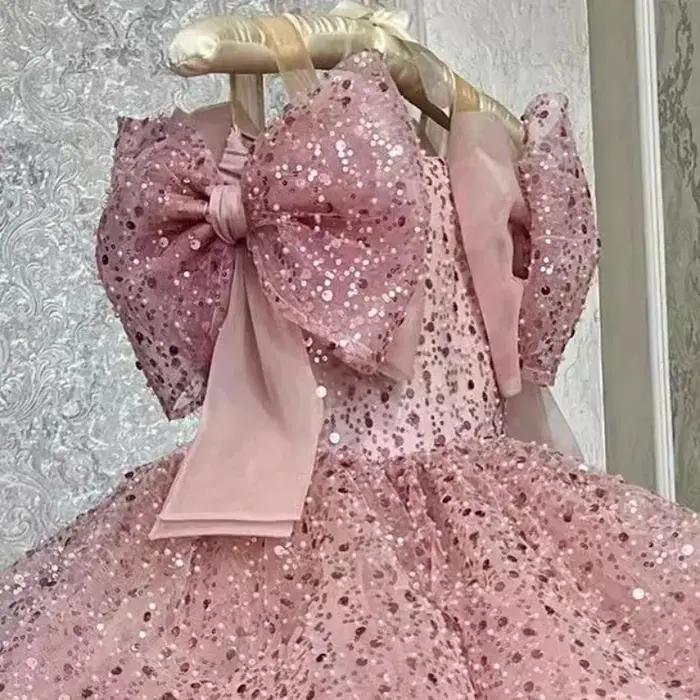 Robe de princesse à paillettes pour enfants, tenue élégante, vêtements d'occasion formels assortis p