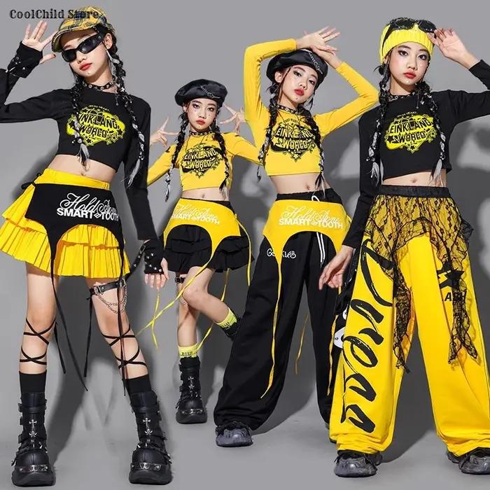 Filles K-pop haut court Cargo pantalon jupe de danse de rue garçons Hip Hop vêtements ensembles enfa