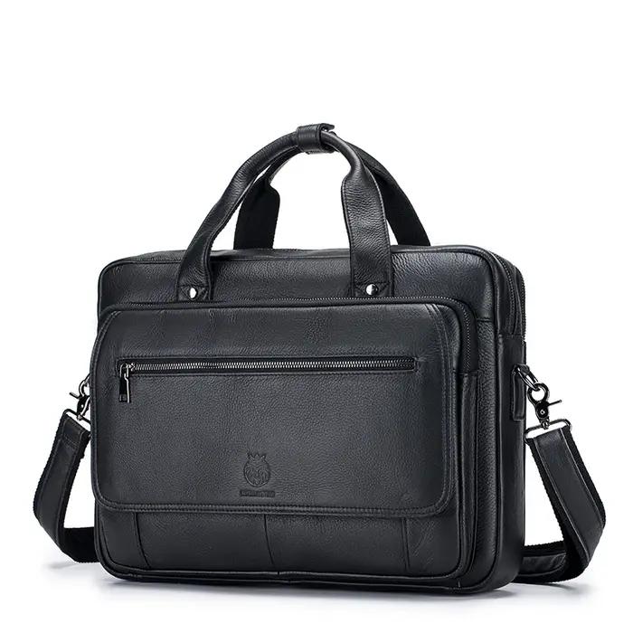 Porte-documents de luxe vintage en cuir véritable pour homme, coque rigide, 16 pouces, sac d'ordinat