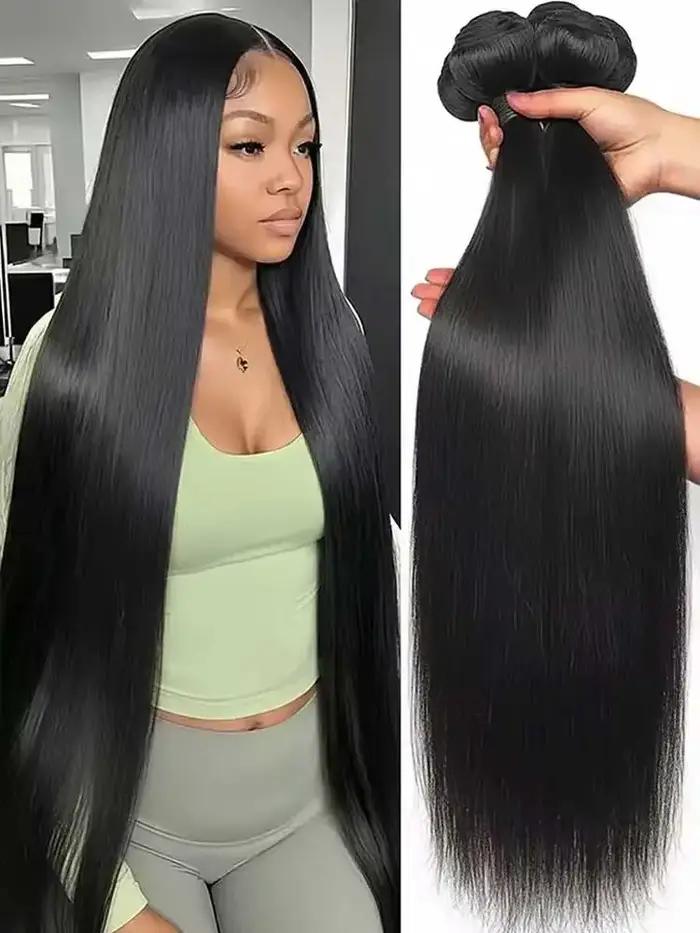 Lots de 1/3/4 mèches de cheveux brésiliens lisses 12A, cheveux humains vierges non traités, couleur