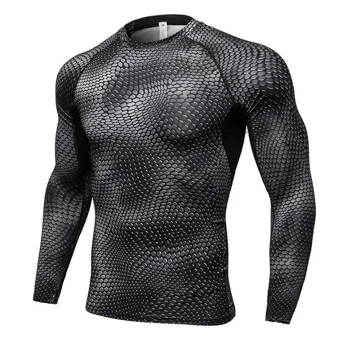 Chemise manches longues Homme élastique séchage rapide - T-Shirt gymnastique serré - Sous-vêtements athlétiques entraînement
