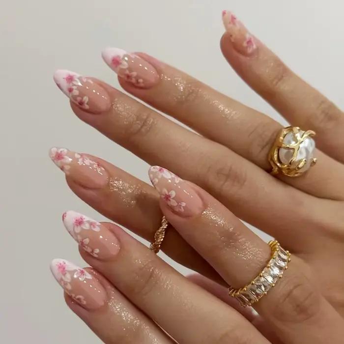 24 pièces doux Cool français faux ongles patchs Vintage Y2k