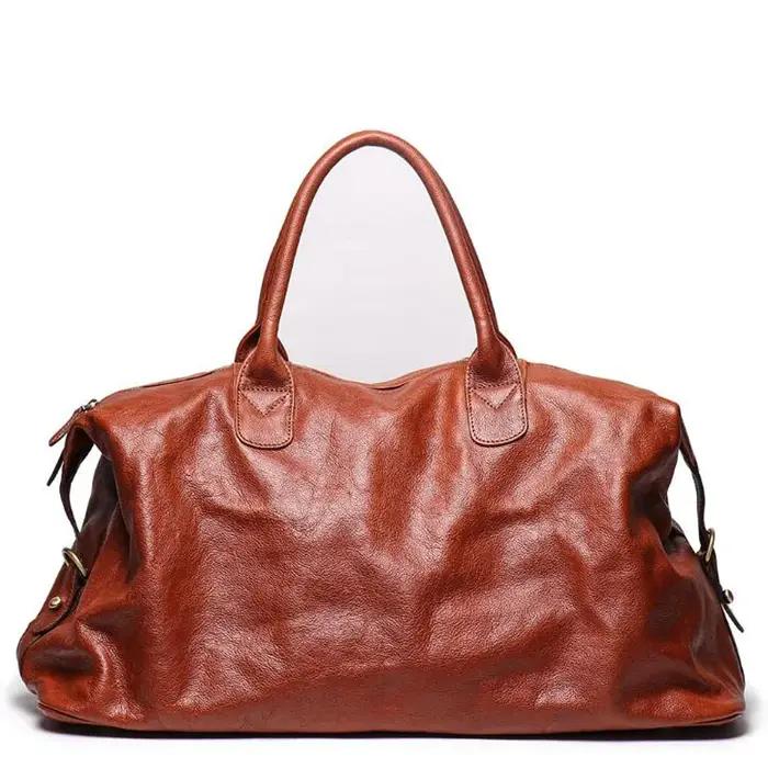 Sac de voyage de luxe en cuir véritable pour hommes, sac à bagages polochon de grande capacité, sac