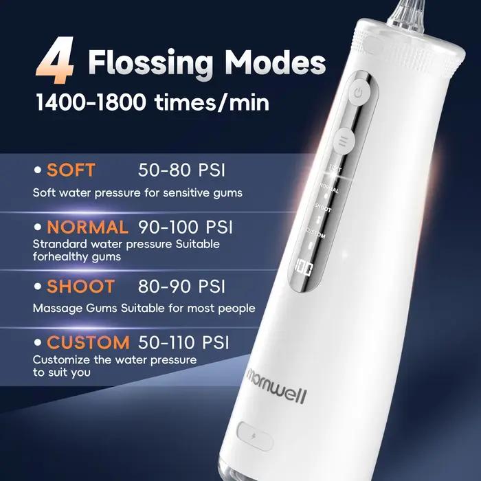 Fil dentaire sans fil avec 4 embouts de Jet, 4 Modes, 260ML, Portable, Rechargeable, étanche IPX7, p