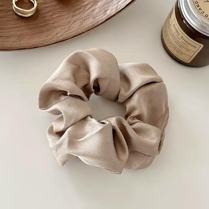 Chouchous en Satin de soie Vintage, 1 pièce, bandes élastiques pour cheveux, couleur unie, couvre-ch