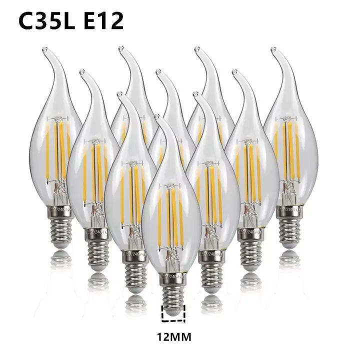 Bougie Led rétro à intensité variable, C35 givré E14 220V 110V 4W 6W, blanc chaud 2700K, ampoules à