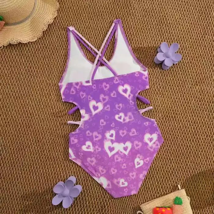 Maillot de bain une pièce imprimé pour filles, rembourré, pour enfants, pour baigneurs, vêtements de