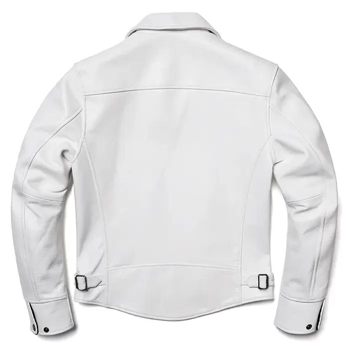 Veste en cuir de vache naturel blanc pour hommes, manteau en cuir véritable, coupe cintrée, vêtement