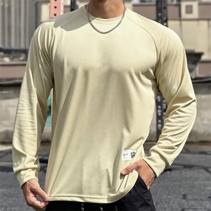 T-shirt sport homme manches longues automne - Maille respirante fitness running entraînement haute qualité