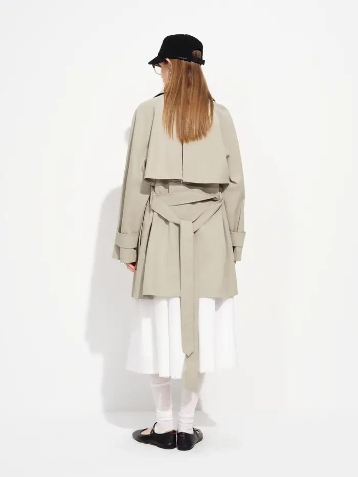 Manteau Trench Mi-Long Décontracté Kaki pour Femme FSLE Printemps 2026 - Style Britannique Double Bo