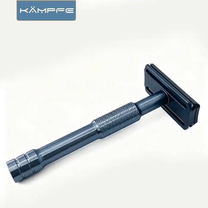 Rasoir vintage Kampfe à double tranchant, antidérapant, en aluminium, pour rasage humide, classique