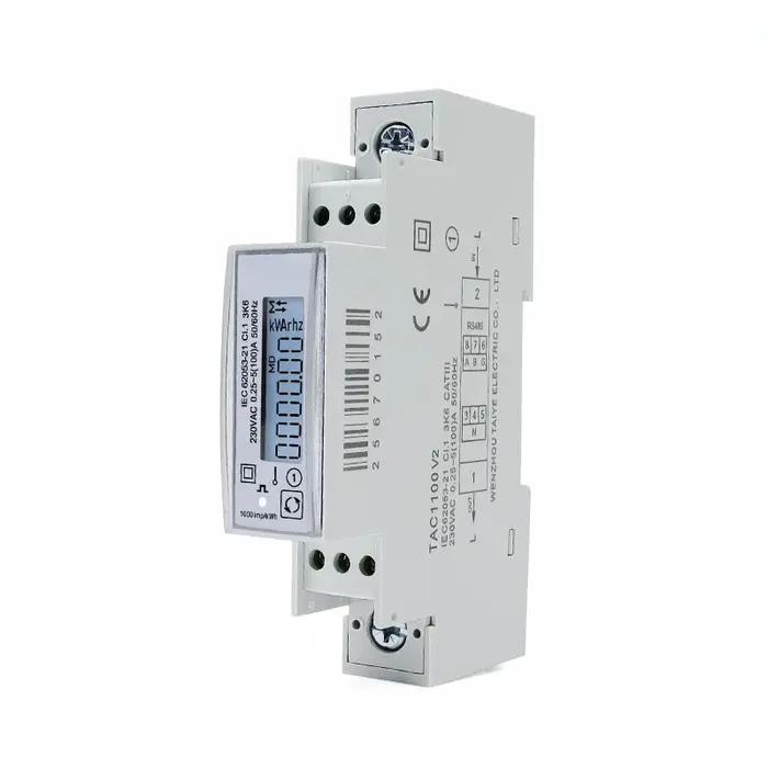 Compteur d'électricité sur Rail Din monophasé 100A, 230V, Kwh, compteur d'énergie multifonction, RS4