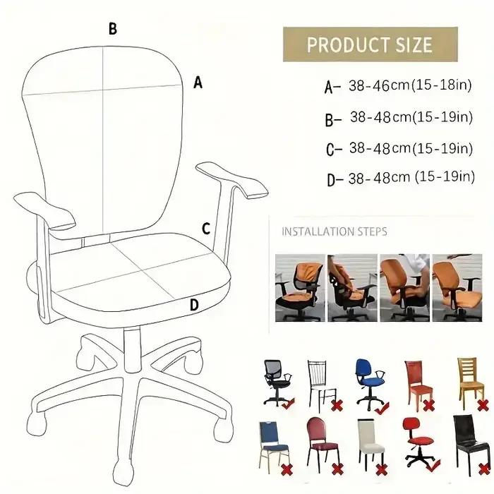 Lot de 2 housses de chaise de bureau en velours écossais très élastiques, épaisses, en spandex, pour