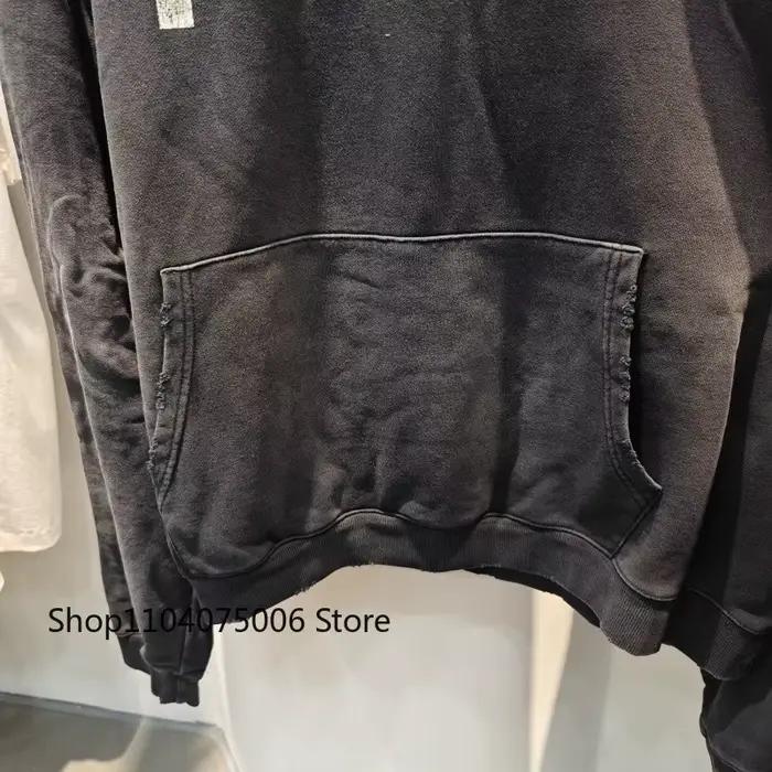 Sweat-shirt à capuche en détresse pour hommes, ample, décontracté, vêtements de sport, pull, Streetw