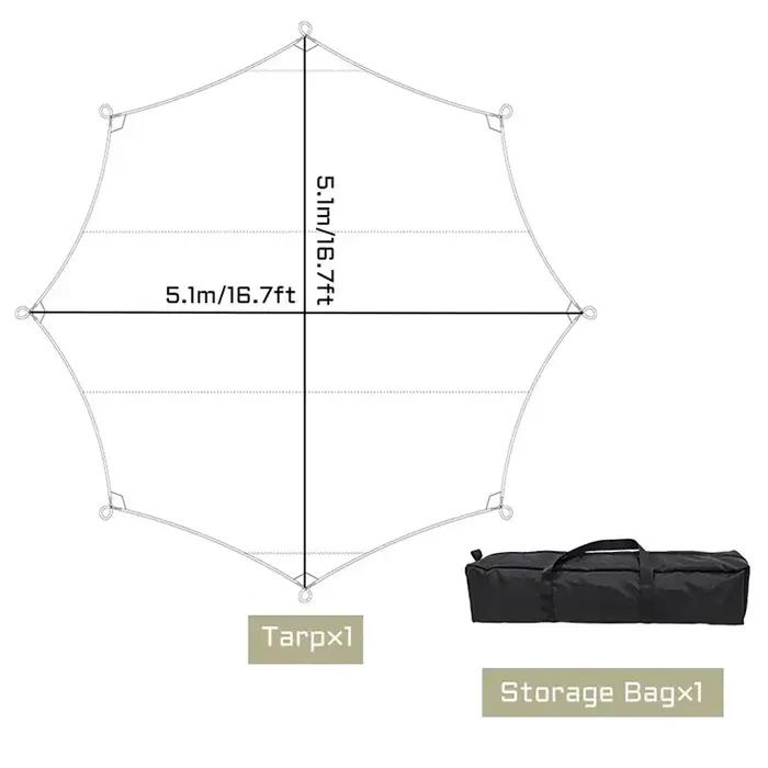Grande bâche de Camping imperméable, octogonale, papillon, abri solaire d'extérieur, tente, pare-sol