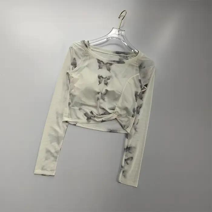 Chemise à manches longues en maille avancée pour femmes - Haut de fitness respirant et amincissant pour le yoga