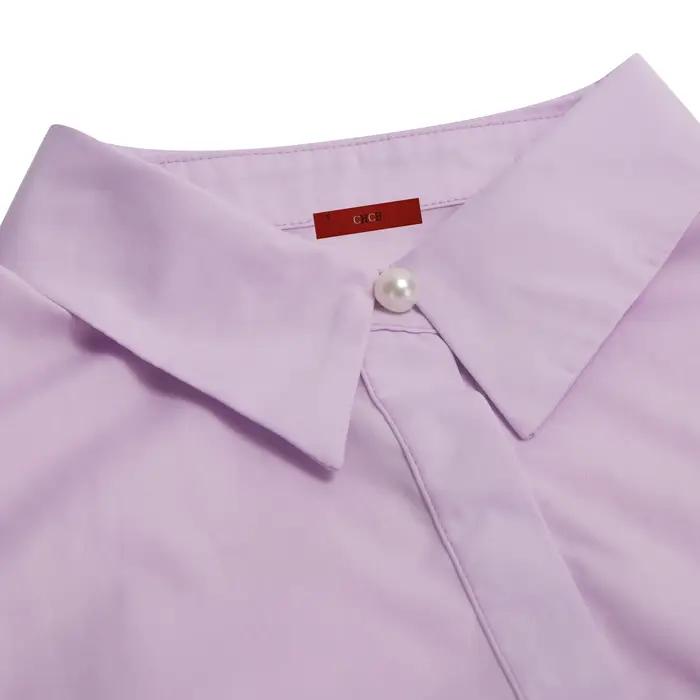 CHCH 2025 femmes robe été bureau dame élégante à manches longues couleur unie chemise robe d'été déc