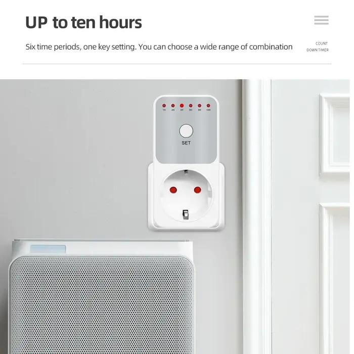 Prise de commutateur de minuterie de compte à rebours de 10 heures, compteur de puissance électroniq