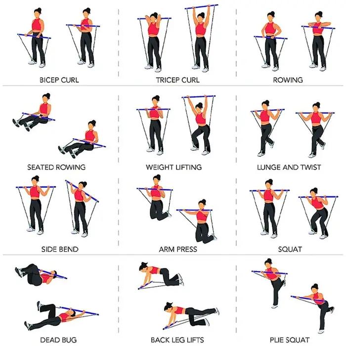 Combinaison de barre de Pilates multifonctionnelle, barre de Fitness, Yoga, Expansion de la poitrine