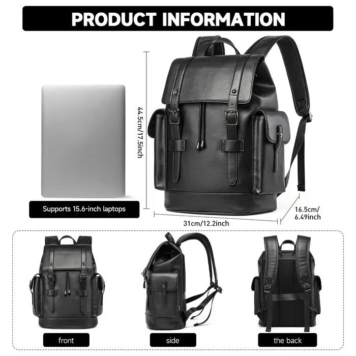 MOYYI – sac à dos en cuir PVC pour hommes, grande capacité, étanche, Durable, pour ordinateur portab