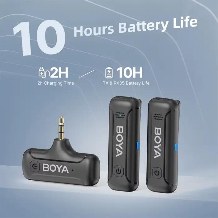 BOYA – Microphone à revers Lavalier TRS, BY-WM3T2 mm, sans fil, réduction du bruit, pour appareils p