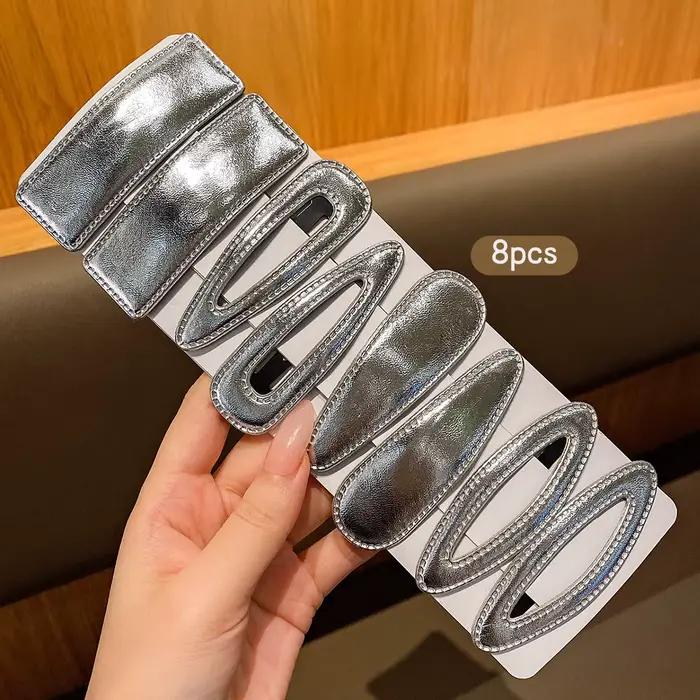 Clips BB en argent avec accessoires pour cheveux doux et élégants, adaptés à un usage quotidien, 8 p