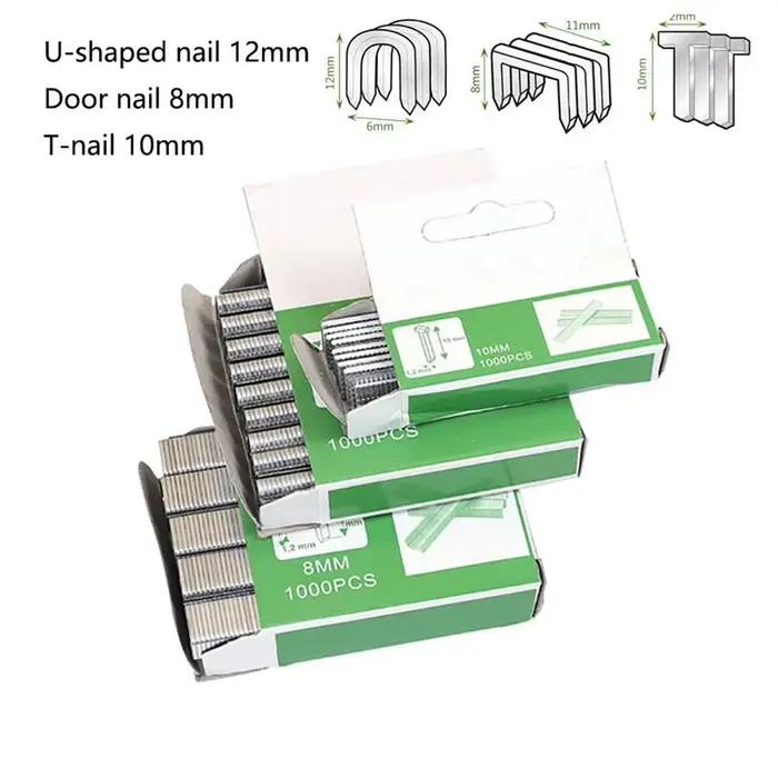 Agrafeuse à ongles en forme de U/porte/T, 1000 pièces, pour meubles en bois, usage domestique, pisto