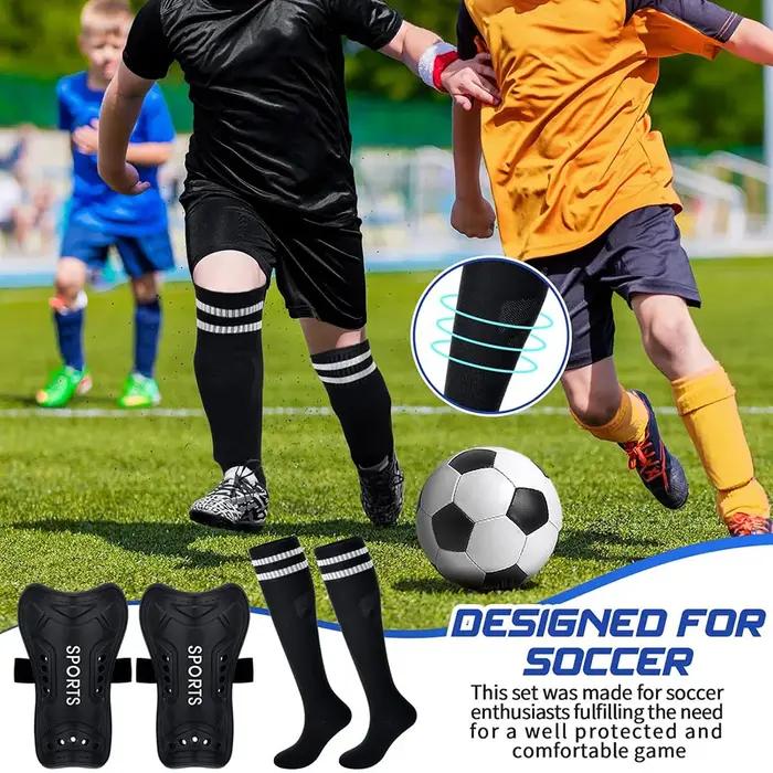 Loogdeel 2 paires de protège-tibia et chaussettes de football pour enfants en bas âge et jeunes, pro