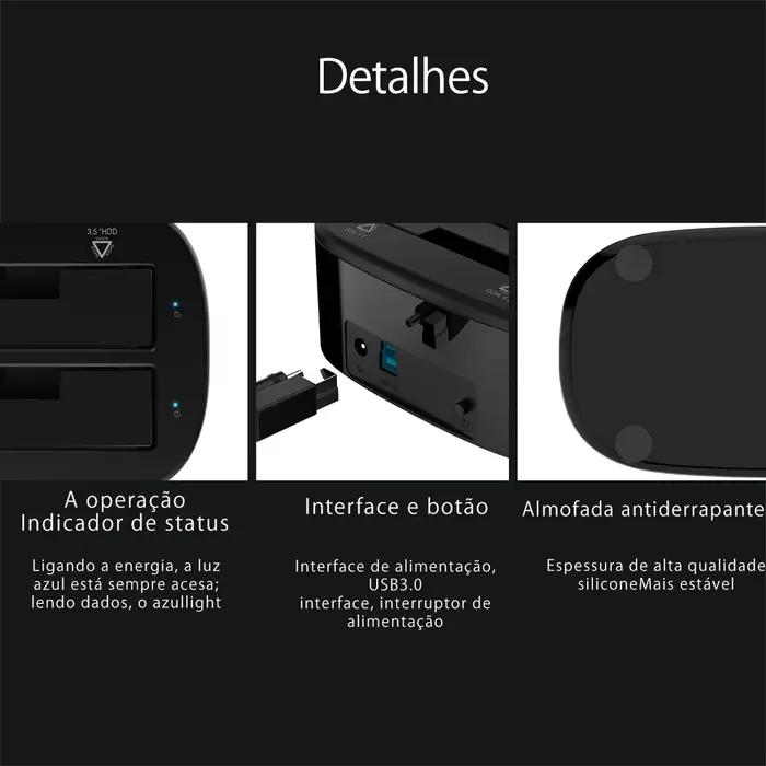 ORICO Station d'accueil pour disque dur double baie pour 2.5/3.5 pouces HDD SSD SATA vers USB 3.0 St