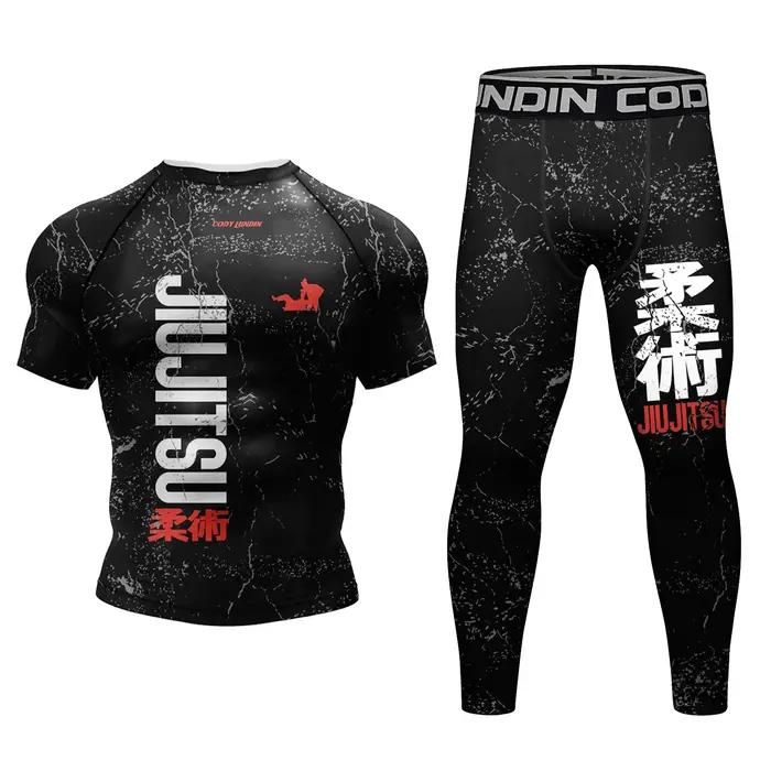 MMA Compression vêtements de Fitness hommes Jiu Jitsu Rashguard Sportsuit Muay Thai MMA Shorts anti-