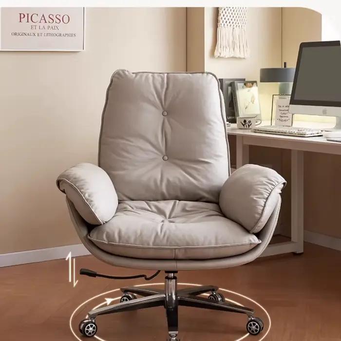 Roues nordiques chaise De bureau accoudoir réglable étude chaise Portable en cuir confortable exécut