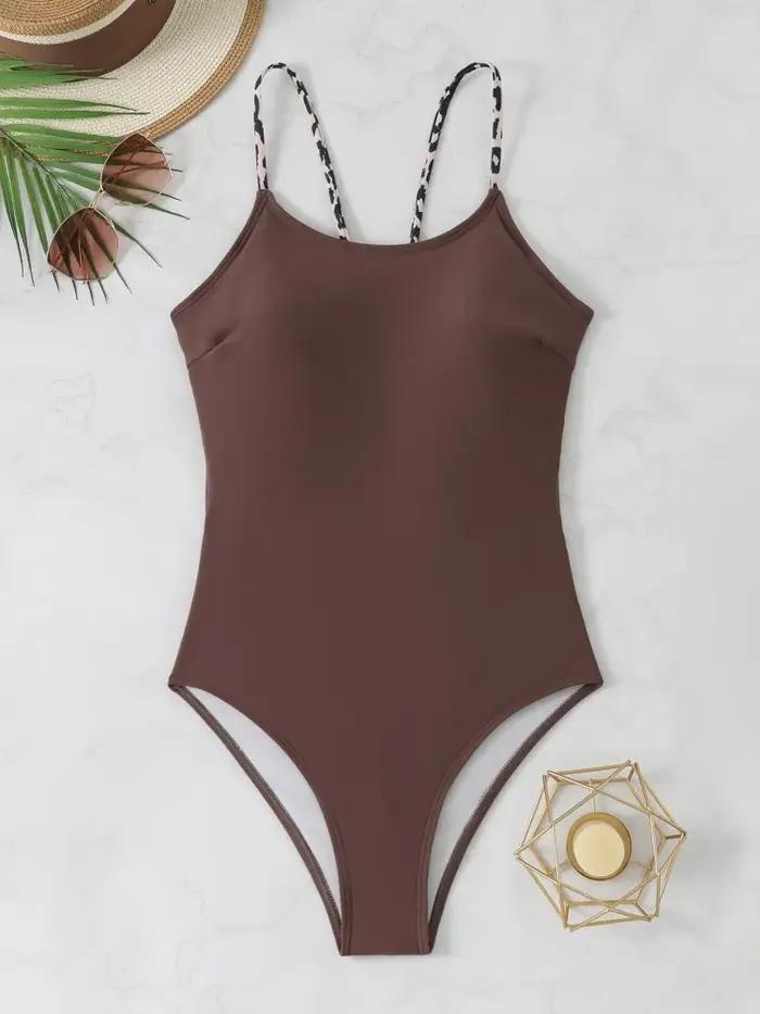 Maillot de bain une pièce pour femmes 2026 modèle uni sexy avec bretelles et découpes dos nu pour l'été plage piscine occasions spéciales