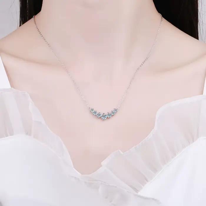 Collier Moissanite pour femme, bijoux fins de mariage avec certificats, plaqué argent Sterling 925,