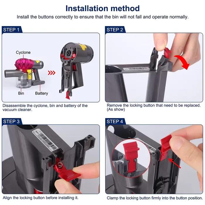 Bouton de verrouillage du bac à poussière de remplacement pour aspirateur Dyson V7 V8 SV10 SV11, ver
