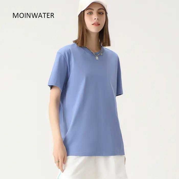 WAVLATII nouvelles femmes solide coton t-shirts femme vert foncé surdimensionné décontracté doux t-s