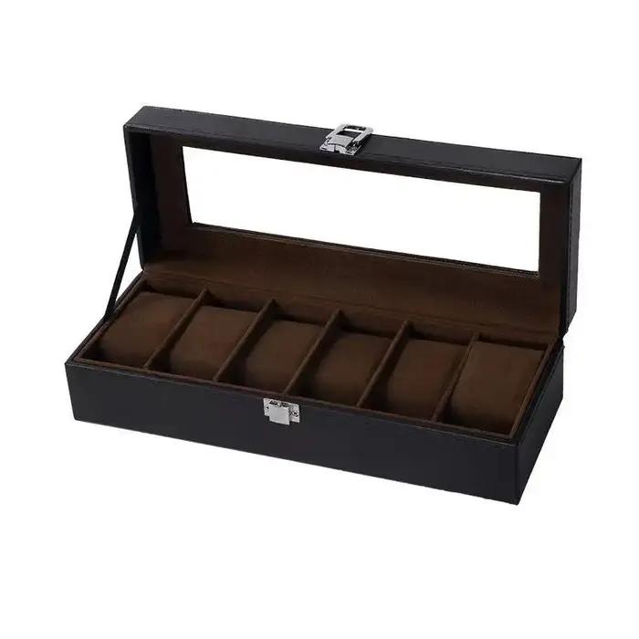 Boîte de montre avec grand couvercle en verre, boîte de montre, 12, 10, 6 emplacements, oreillers perfecWatch, cadeau d'évaluation pour les proches