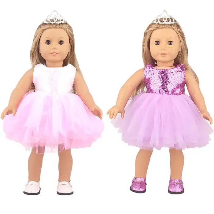 Robe à paillettes, vêtements de poupée pour bébé de 17 pouces et 43cm, jupe brillante pour fête de r