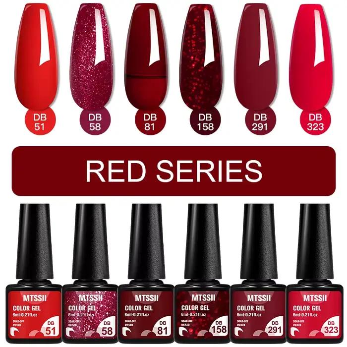 6 pièces Gel vernis à ongles ensemble HEMA gratuit rouge marron couleur Semi Permanent tremper UV Ge