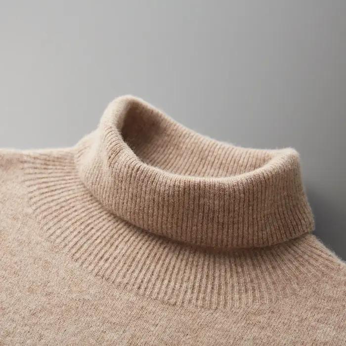 Pull une pièce à revers haut pour homme, 100% laine Pure, prêt à porter, automne et hiver, tricoté d