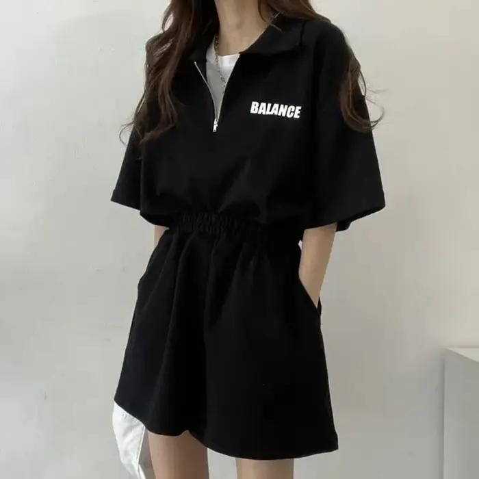 Ensembles de survêtement deux pièces pour femmes chemisier à manches courtes shorts à imprimé sportif décontracté solide été occasions spéciales activité physique style moderne