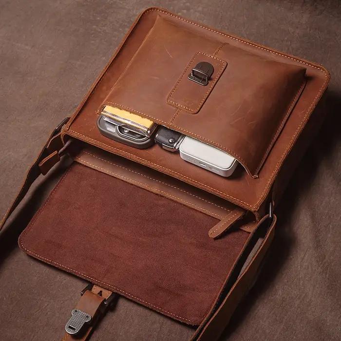 GURO marque de luxe en cuir véritable sac à bandoulière hommes Crazy Horse peau de vache sac de mess