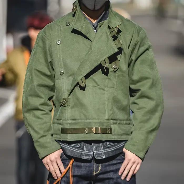 Maden rétro 16oz toile suédois moto vert veste poche Bomber veste décontracté chasse travail vêtemen