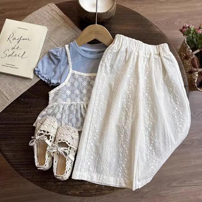 Bear Leader – vêtements d'été pour enfants, ensemble deux pièces en dentelle douce et mignonne pour