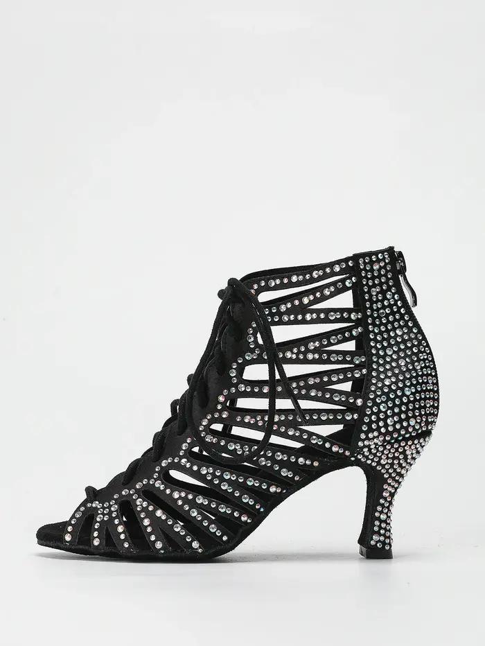 Ailove chaussures de danse à talons hauts de 7.5CM confortables en cristal satiné pour femmes, chaus