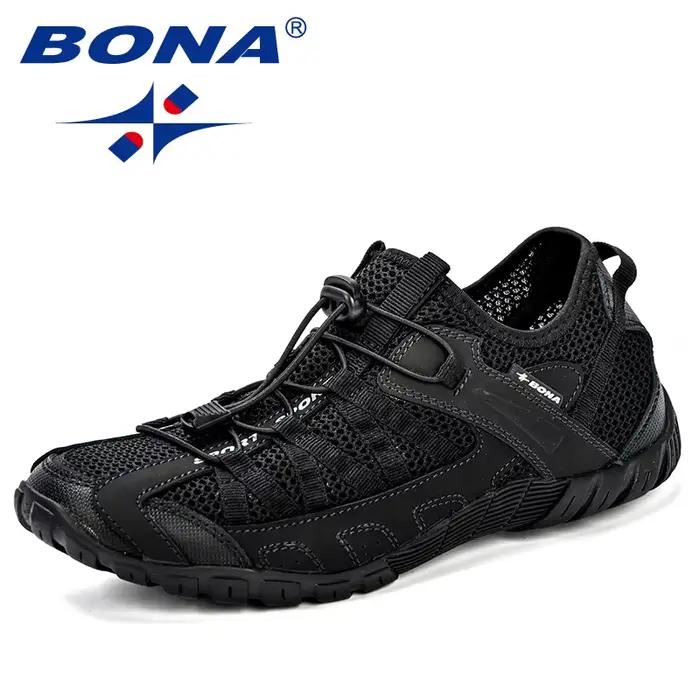 BONA-Chaussures de course en maille confortable pour hommes, baskets d'athlétisme à lacets, de joggi