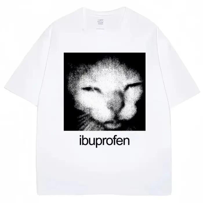 2025 Vintage drôle Ibuprofen chat Meme graphique t-shirt hommes femmes Humor mode T-shirts surdimens