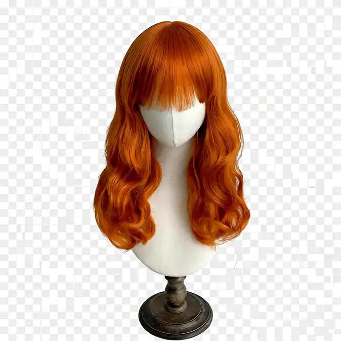 Perruque orange longue et bouclée pour fille, accessoire de performance et de photographie pour enfa