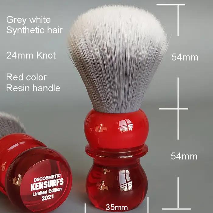 Dscosmetic Kensurfs brosse à raser cheveux doux avec manche en résine rouge et cheveux synthétiques