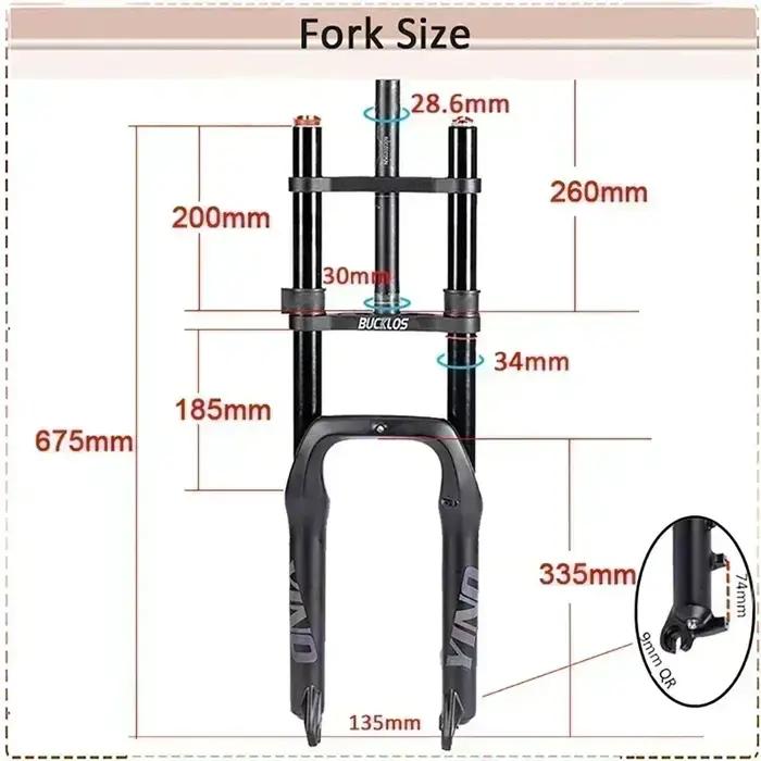 BUCKLOS – fourche avant à Suspension simple ou Double pour vélo Fat Bike, 20x4.0mm, frein à disque 9