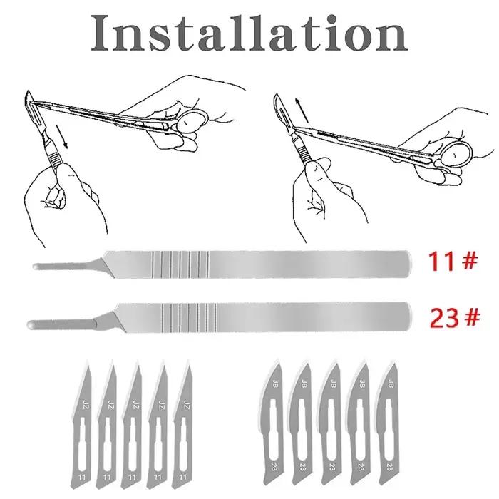 Scalpel métallique en acier au carbone, 11 #23 #, manche sphérique, bricolage, réparation de coupe,